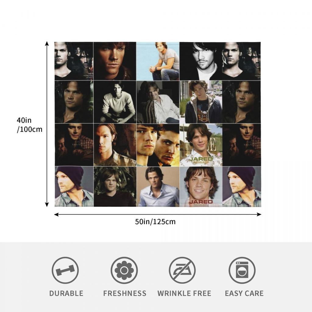 Jared Padalecki American actor Mix Version Ultimate Mural / Collage Edit Fan Art - 1 Throw Blanket Beach Fashion Sofas Blankets