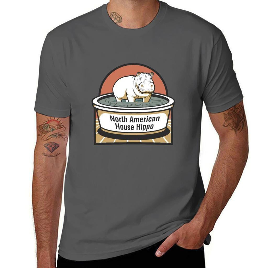 North American House Hippo TShirt funny t shirts dark humor cotton t shirts high quality anime tshirt TShirt
