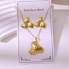 Polished Stainless Steel Vacuum Electroplated Elegant Fashion Earrings & Necklace Set