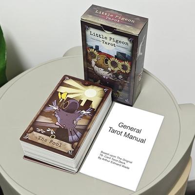 12*7cm Little Pigeon Tarot 78 Pcs Cute Animal Tarot Cards Based On Rider Waite System with Guidebook for Beginners