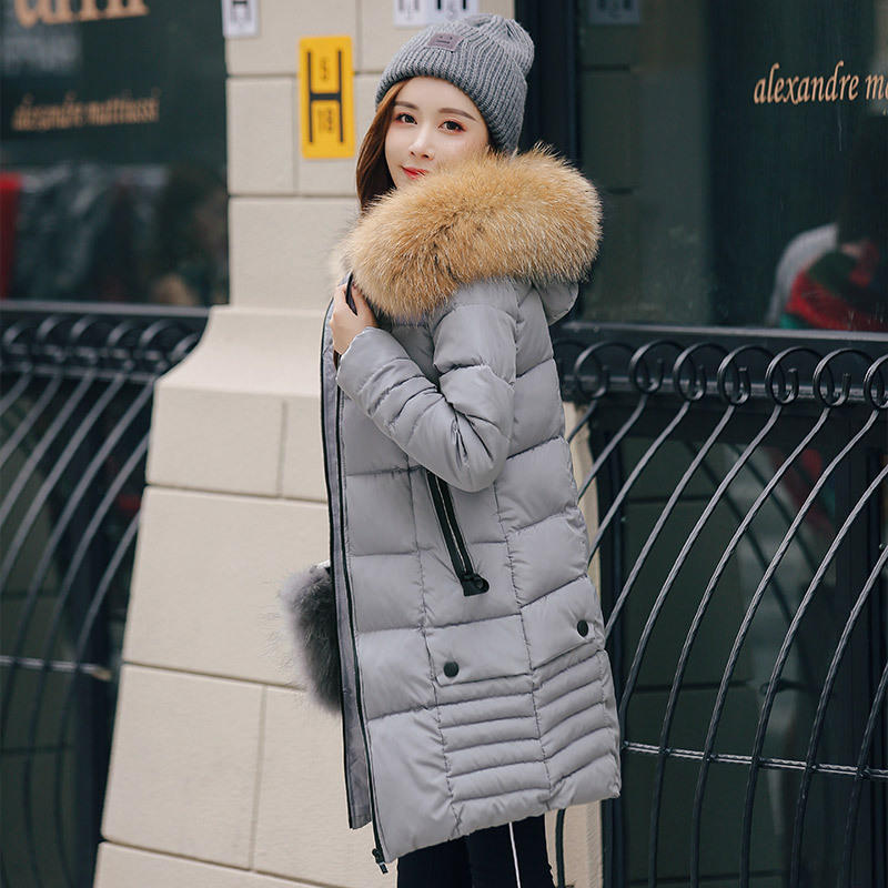 

Новий Пуховик Жіночий Середньої Довжини Корейська Версія З Хутряним Коміром Приталений Великого Розміру Бавовняний Пуховик XXL сірий колір