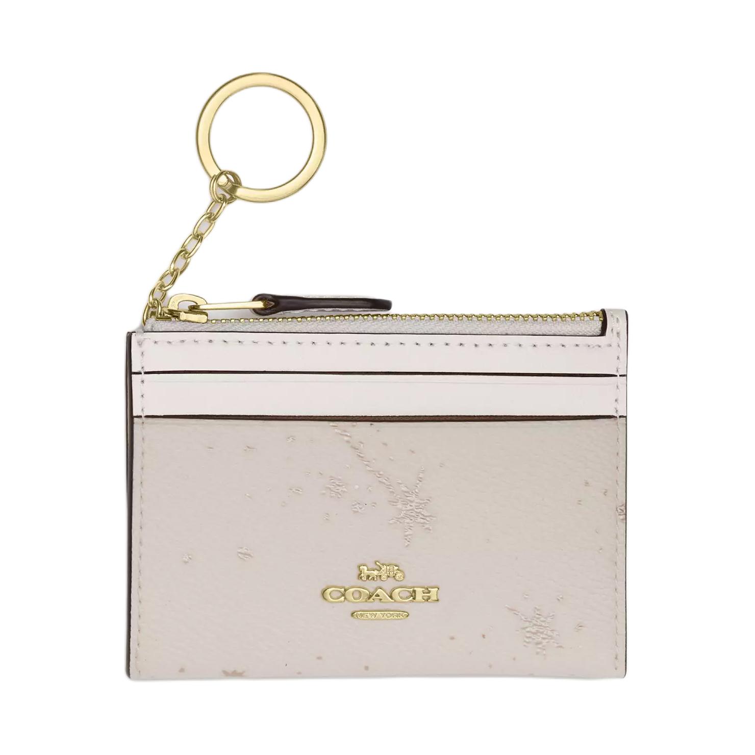 

Coach Skinny Id Case 11 Logo Metal Zipper Wallet Coated Canvas Smooth Leather Card Holder Mini Women Wallets Chalk CCM79-IMCAH Chalk