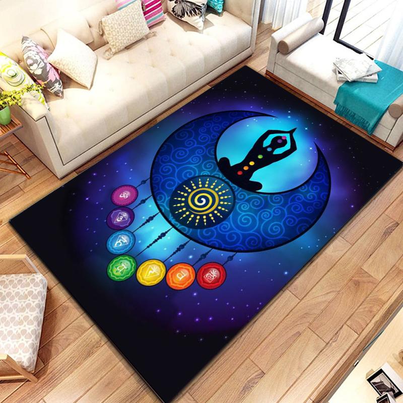 Rainbow 7 Chakra Mandala Bohemia Area Rug,Carpet Rug for Living Room Bedroom Sofa Doormat Decor,Yoga Soft Non-slip Floor  Rugs