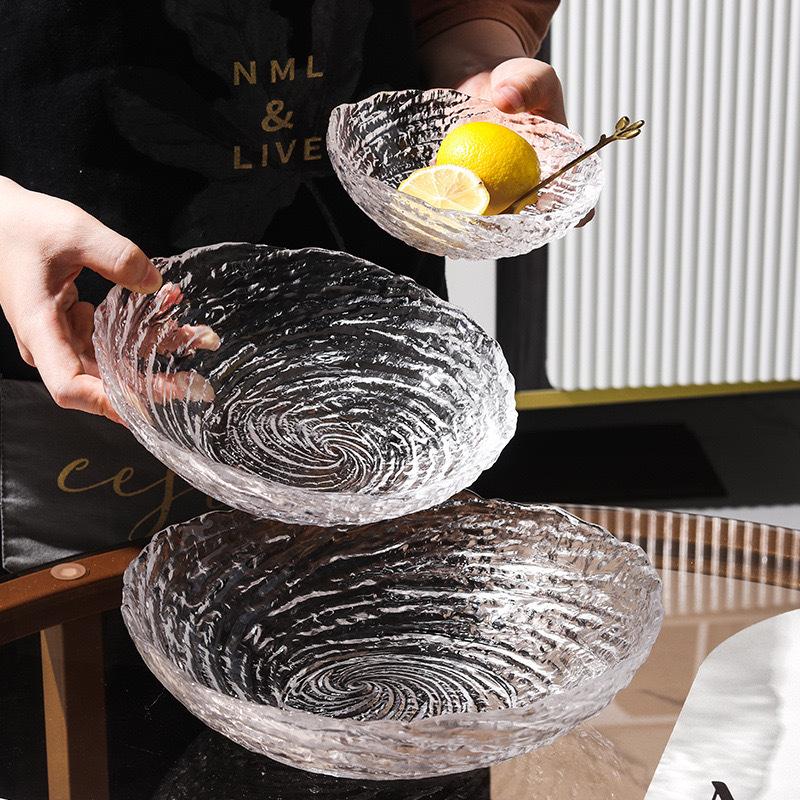 Premium Crystal Glass Fruit Plate Exquisite Household Living Room Light Luxury High-End Atmospheric Fruit Plate Bowl Snack Plate