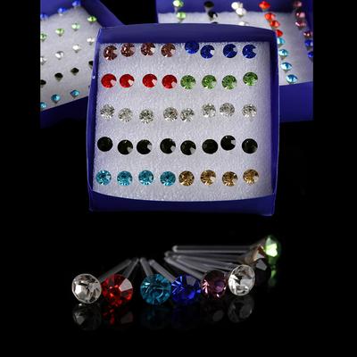 20 Paare/40 Stück Charmante Kristall Allergie Vermeiden Ohrring Strass Schmuck Ohrstecker Bunter Kristall