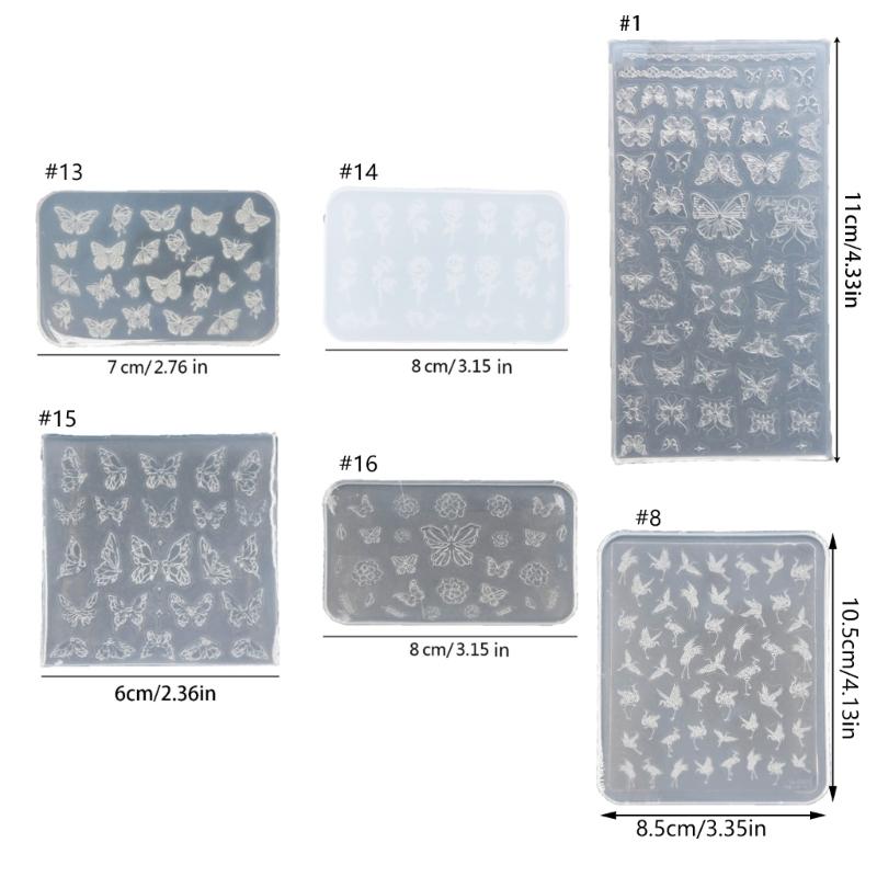 3D Nail Art Mold with Variety of Patterns Template Carving Sticker Stencil Tools Moulds for Nail Enthusiasts and Salons