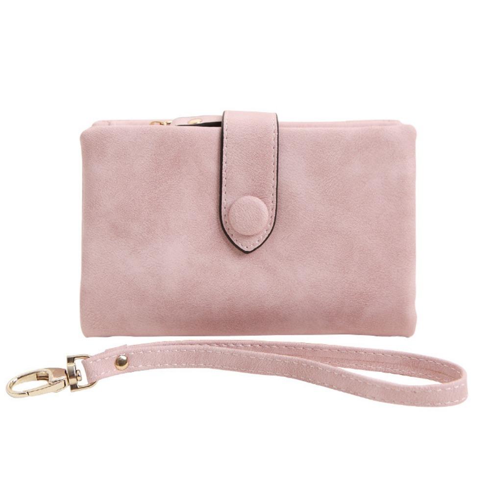 Ladies Pocket Purses Multi-slot Purse Tri-fold Wallet Soft Leather Short Wallet розовый