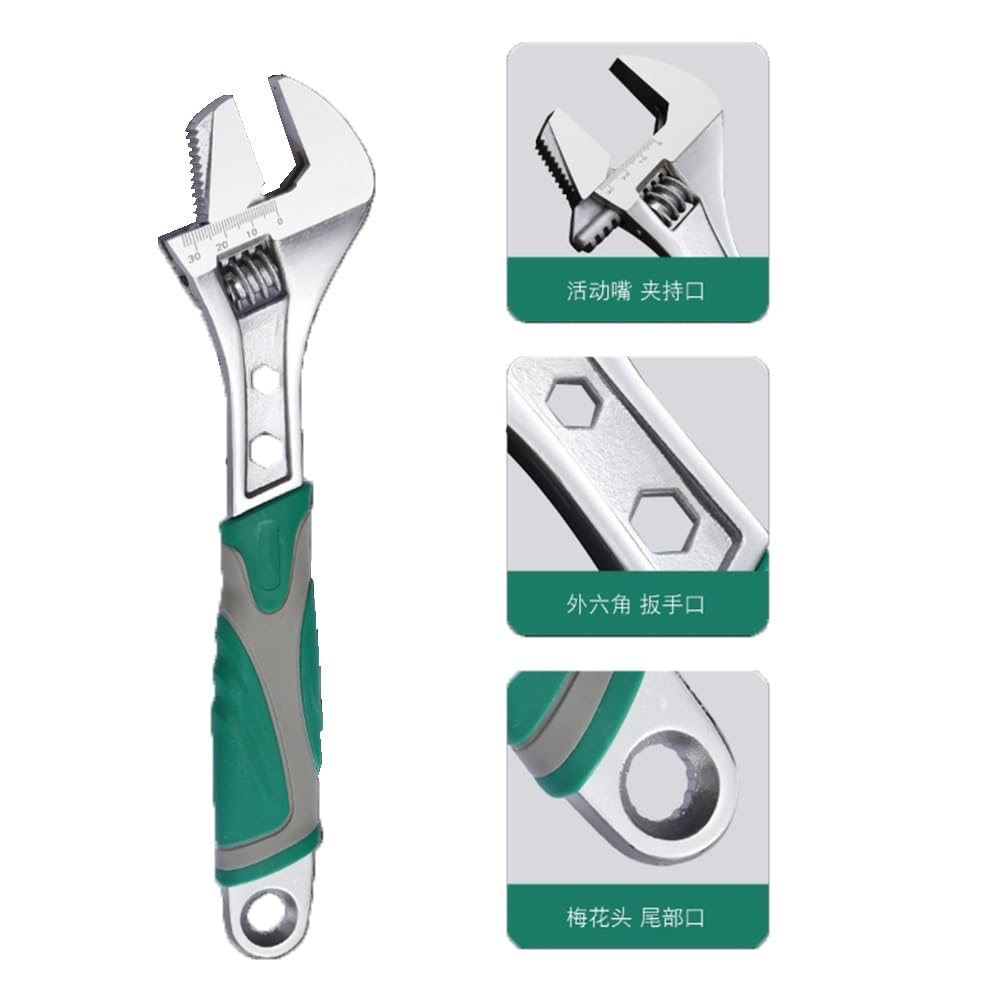 Adjustable Wide 250mm Maximum Opening with for Water Motorcycle Machine and Maintenance Wrench, Multi-Function Spanner, Wide, 35mm, Adjustable,