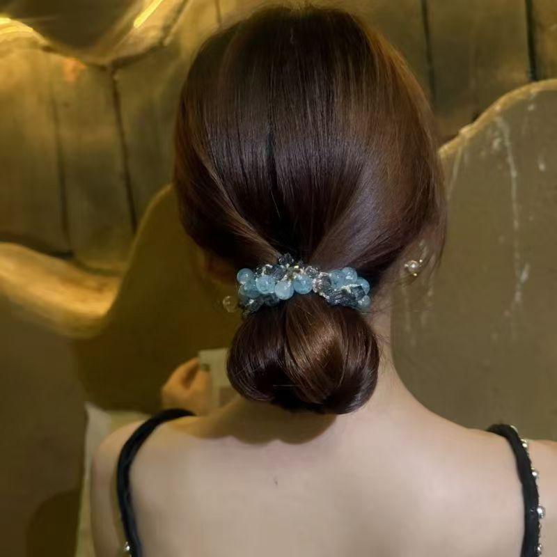 Shiny Crystal Woven Hair Band High Ponytail Elegant Hair Rope Rubber Band Chic Hair Ties Hair Accessoires Elastic Hair Bands