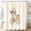 Cute Sloth Cycling Bicycle Shower Curtain Set Waterproof Forest Animal Bathroom Decor Nature Theme Home Decor Farmhouse Style