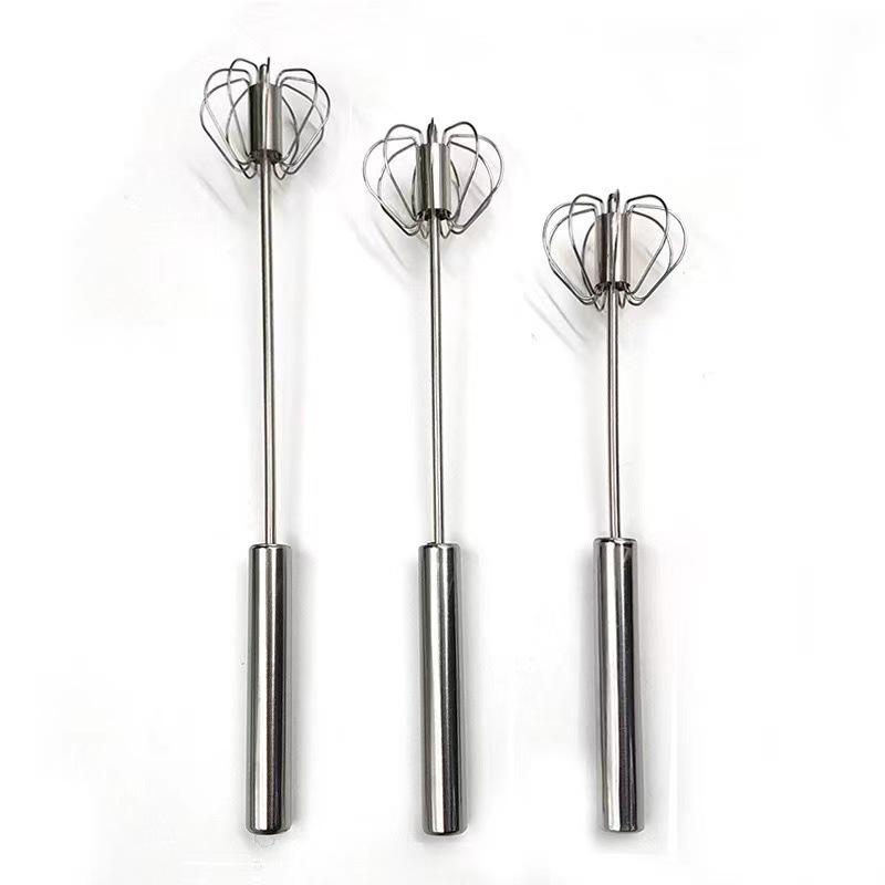 Stainless Steel Semi-Automatic Rotating Egg Beater for Kitchen and Baking