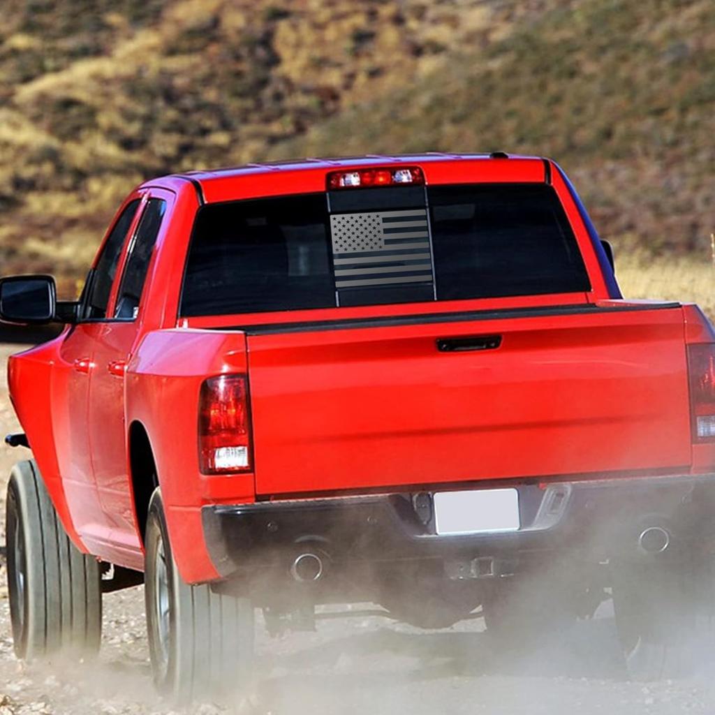 Zhizhong Rear Middle Window Decal Compatible With RAM 1500 2500 3500 2009- 2024, American Flag Back Sliding Window Sticker
