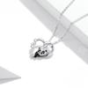 Sterling Silver Lovely Panda Necklace Dazzling Heart Zircon Long Chain Link Necklace for Women Fashion Jewelry