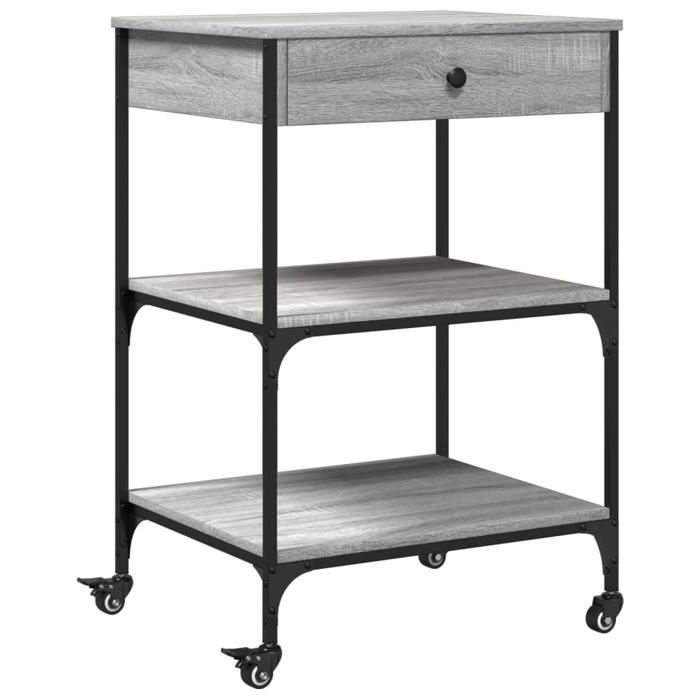 VidaXL Chariot de Cuisine, Étagère avec Roues, Chariot de Service, Meuble de Rangement Salon Salle de Bain Intérieur, Sonoma 842374