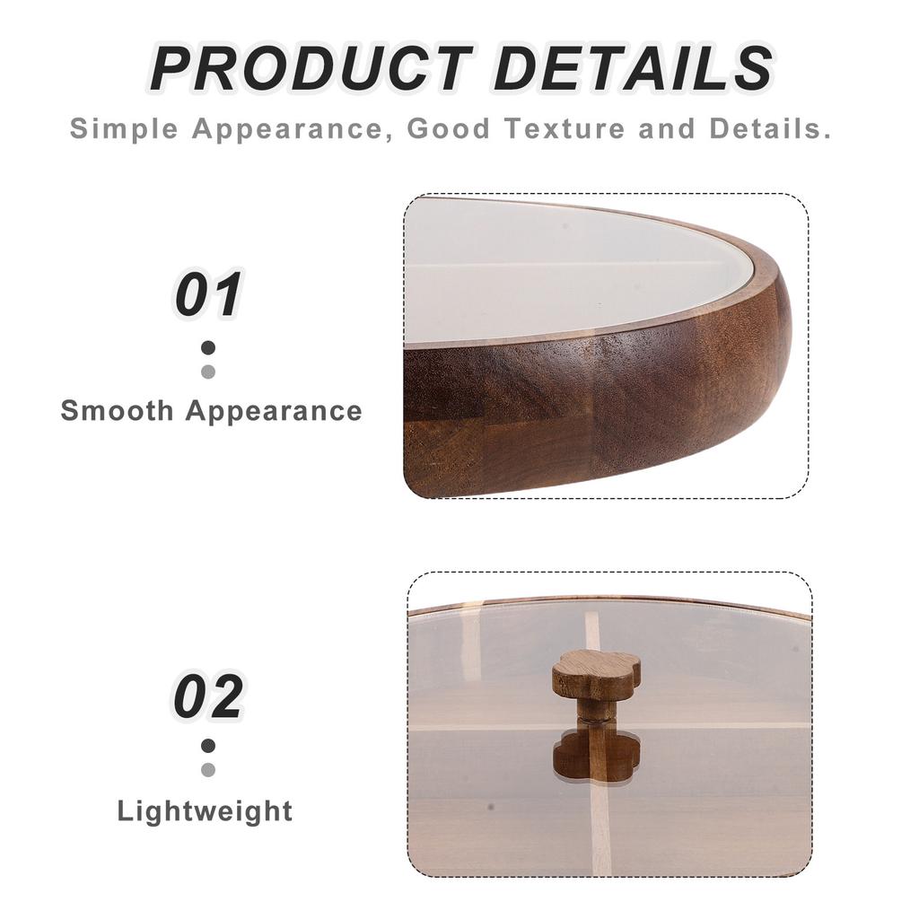 Wooden Round Nut Organizer Tray Divided Snack Tray with Lid for Parties Fruit Appetizers Candy Dried Fruit Coffee Table