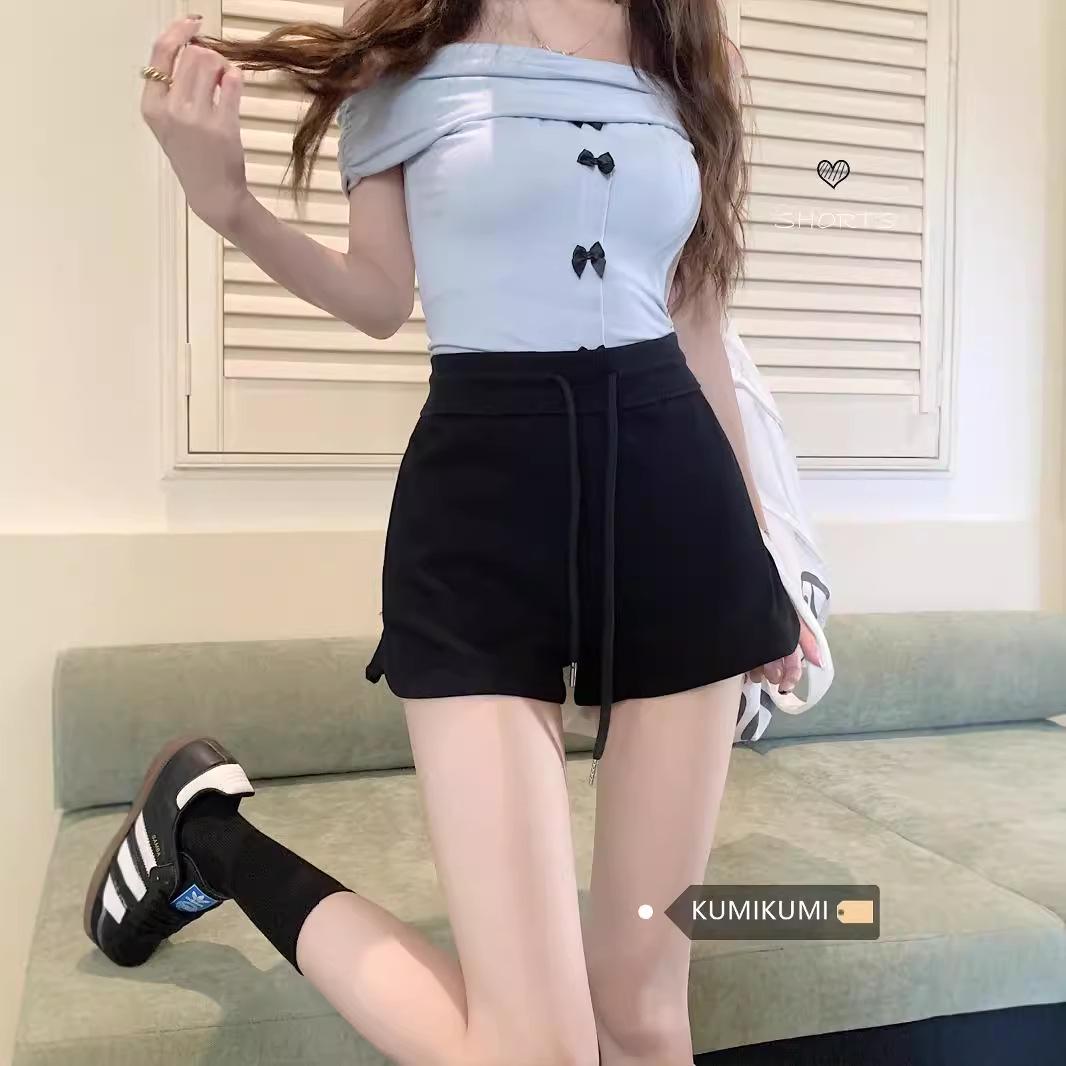 

2025 Women s High-Waisted Summer Loose Straight-Leg Sporty Shorts S сірий колір