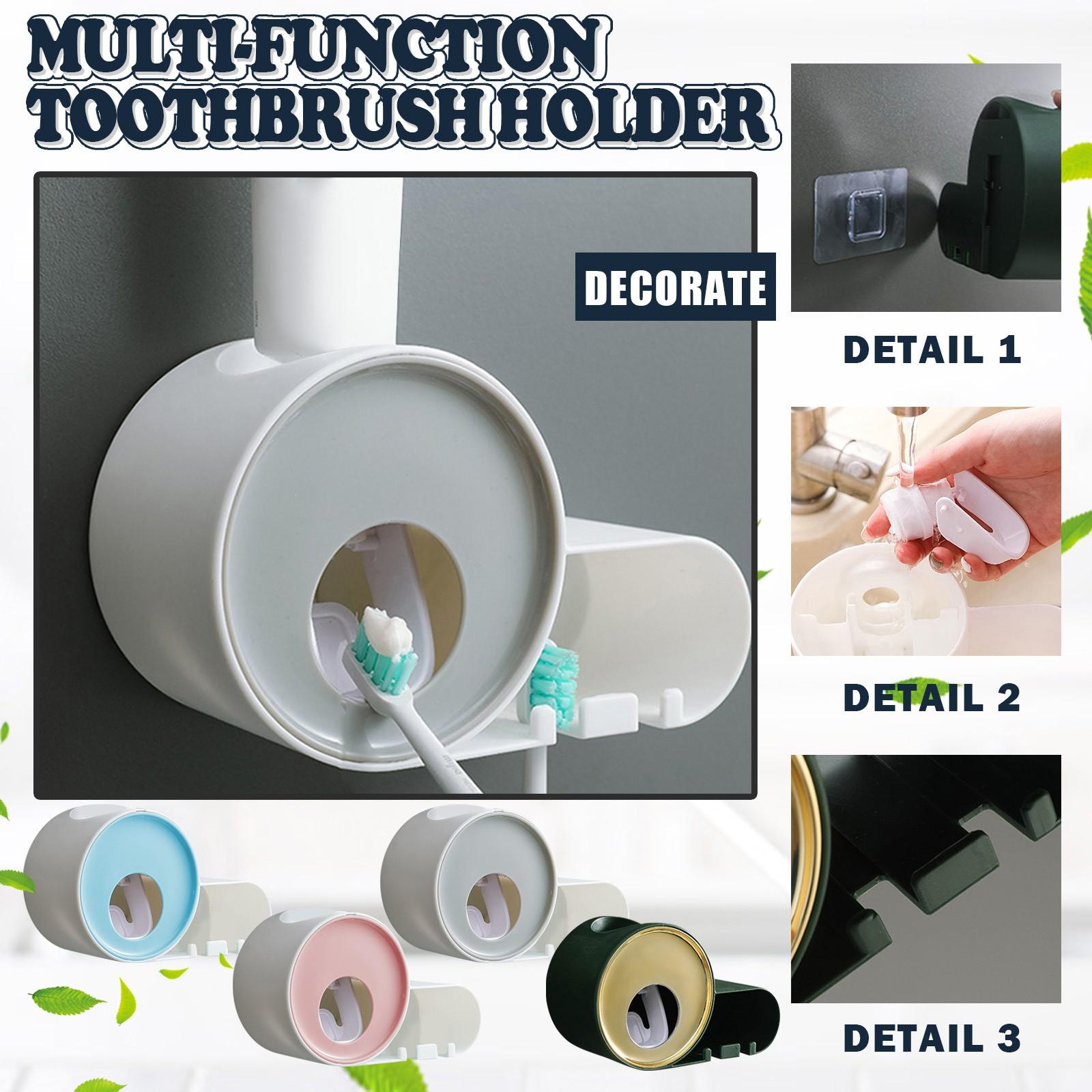 

Легкий роскошный держатель для зубных щеток, автоматическая соковыжималка для зубной пасты, настенное отверстие, бесплатное One Size серый