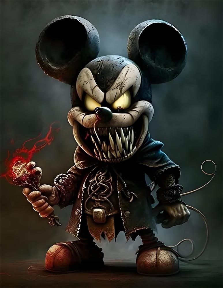 Disney Peinture Diamant 5D Mickey Sombre Transformation Terreur Sombre Décoration DIY Mosaïque Diamantée Complète Ensemble Point de Croix Incrusté Cadeau