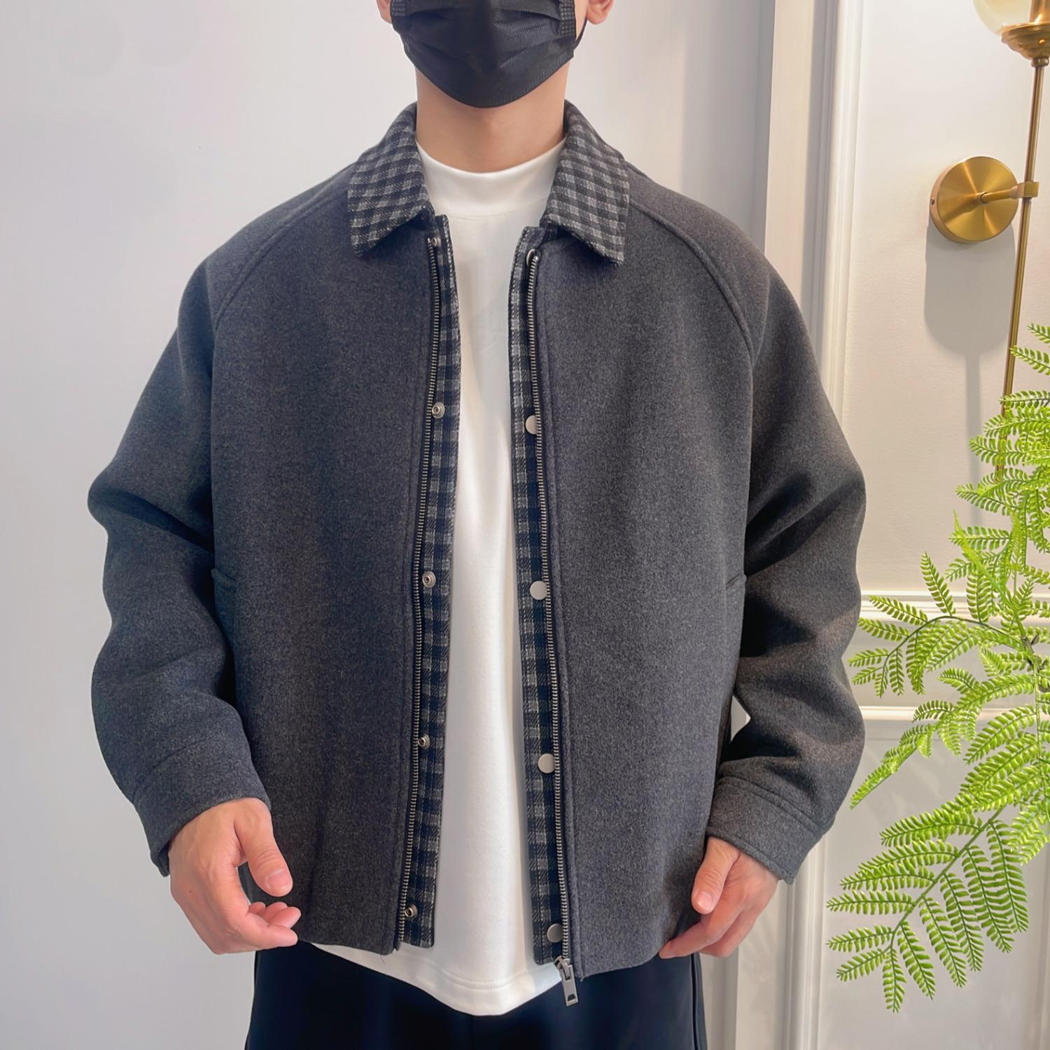 

Men s Trendy Two-Piece Style Winter Wool Jacket - Handsome & Casual Outerwear Medium темно-сірий