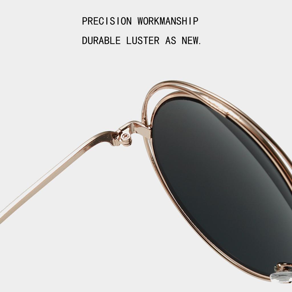 Nye metall dobbeltring solbriller Fargefilm Reflekterende HD solbriller for menn og kvinner Solbriller Mote solbriller.