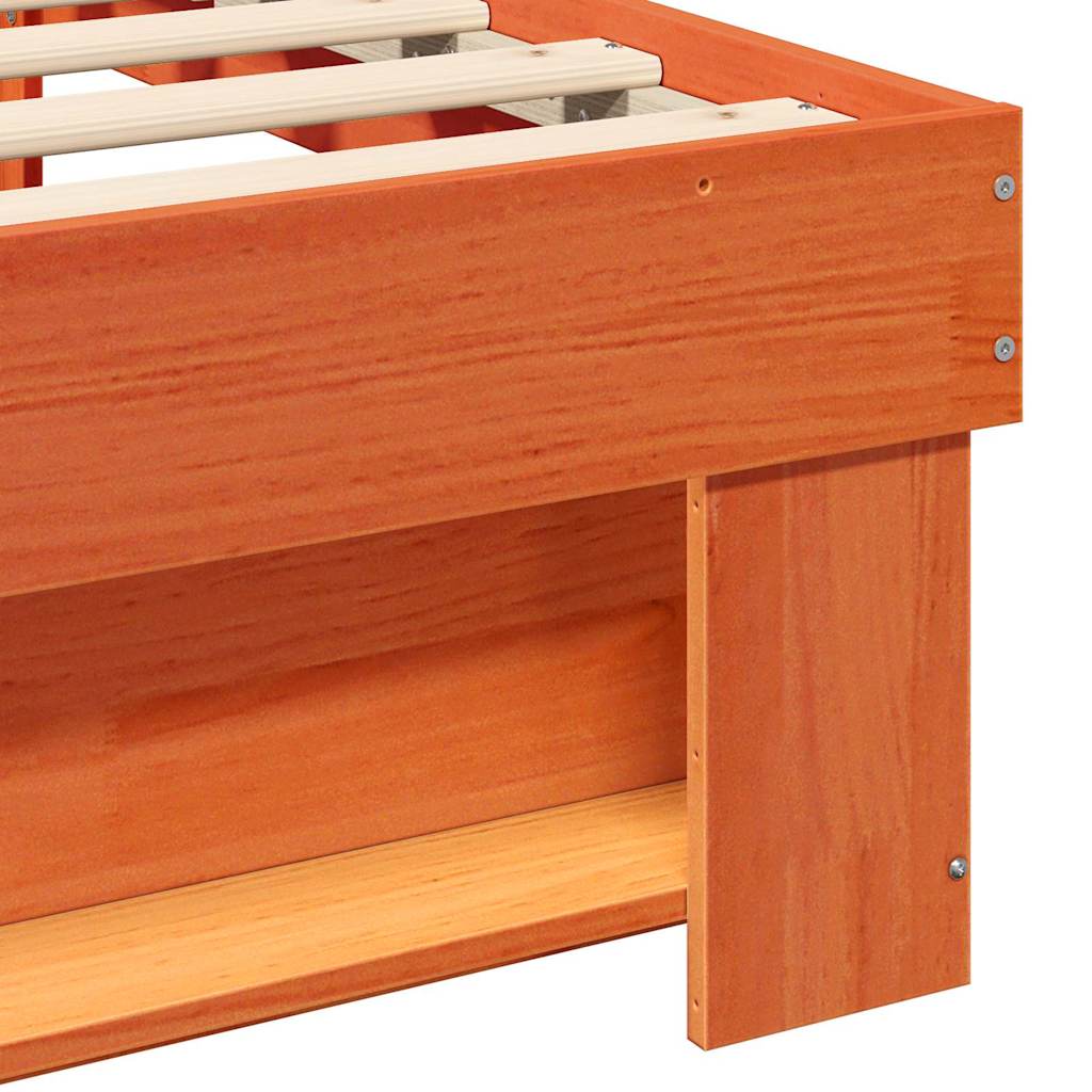 Bed Frame Wax Brown 90 x 200 cm Solid Pine Wood