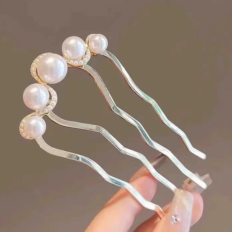 New Fashion Metal U-Shaped Hair Stick Women Elegant Simple Pearl Hair Clip Pins Hairpin Headwear Hair Accessories Gifts Jewelry