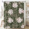Green White Tropical Palm Print Shower Curtain for Bathroom Decor Modern Home Accessories for Bathrooms Size 69x72 In