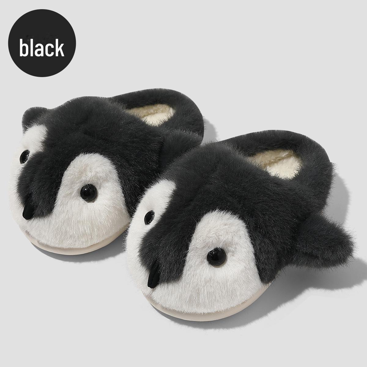 

Милые детские тапочки из хлопка с рисунком пингвина — мягкие, нескользящие, теплые, идеально подходят для осени и зимы 190 inner length 18.5cm чёрный