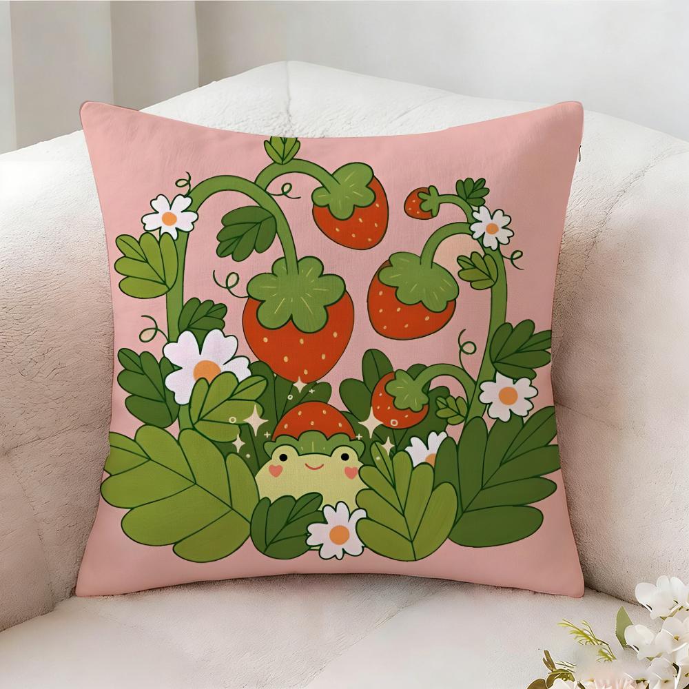 Strawberries Cute Food Pillow Case Pillowcase Doublesided Printed Sofa Cushion Bedroom Headboard Pillow