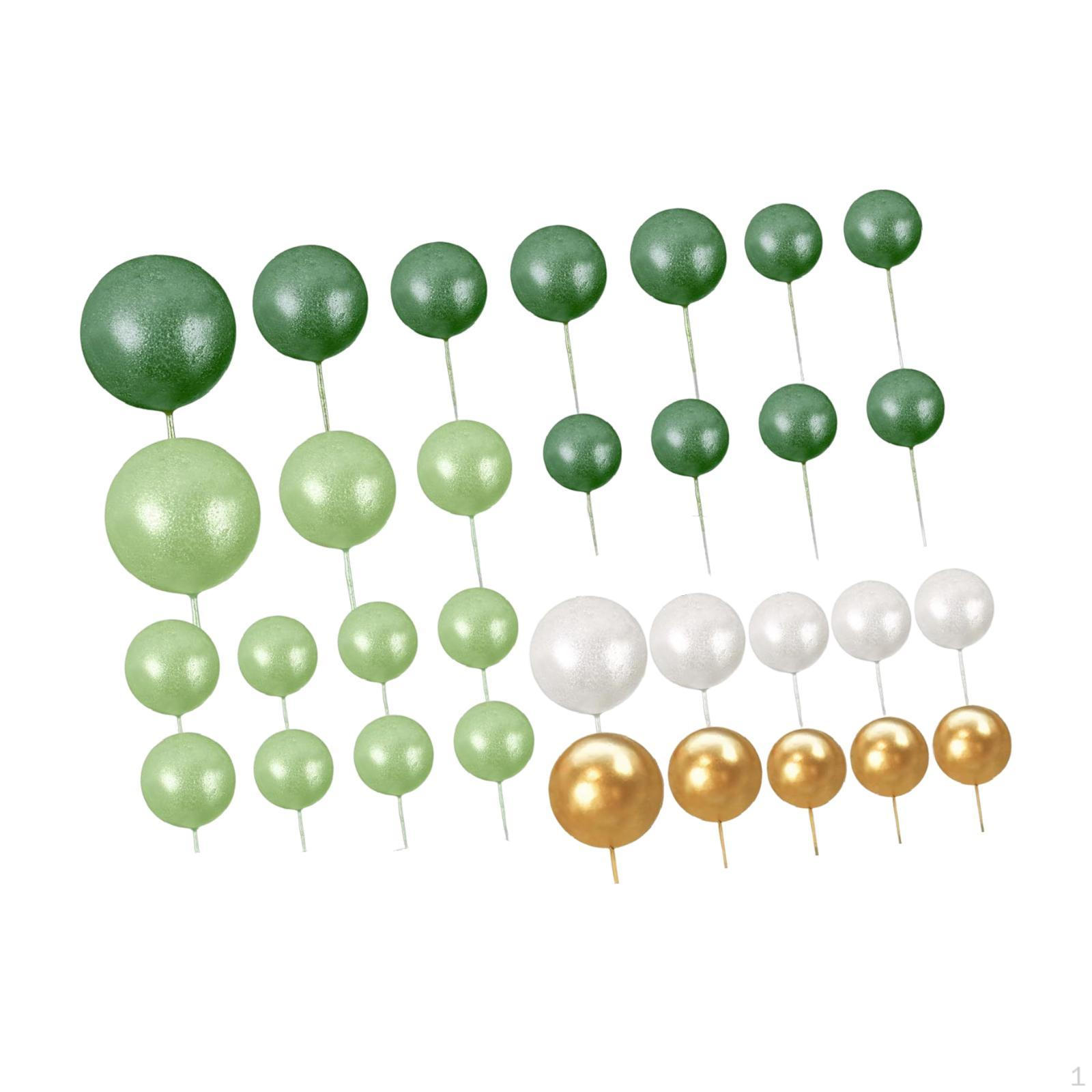 

32 шт. Топпери для торта-кулі Прикраси Палички-повітряні кульки Палички для тортів Міні-кульки з пінопласту для with Green