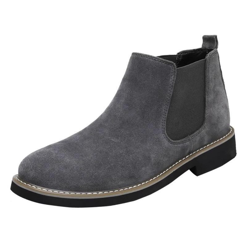 Large Size Autumn and Winter Medium and High Top Men's Velvet Cotton Shoes Leather Boots Short Boots Snow Boots Martin Boots Men's Chelsea Boots