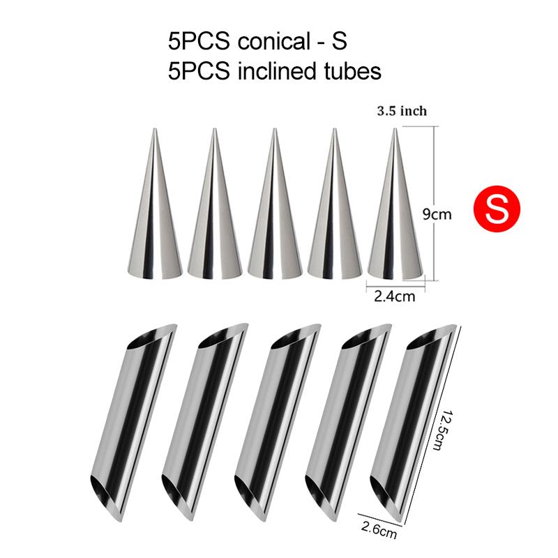 Stainless Steel Cream Horn Molds Kitchen Dessert Durable Mold Cone Tubular Shaped Mold Baking Cones Horn Pastry Roll TMZ