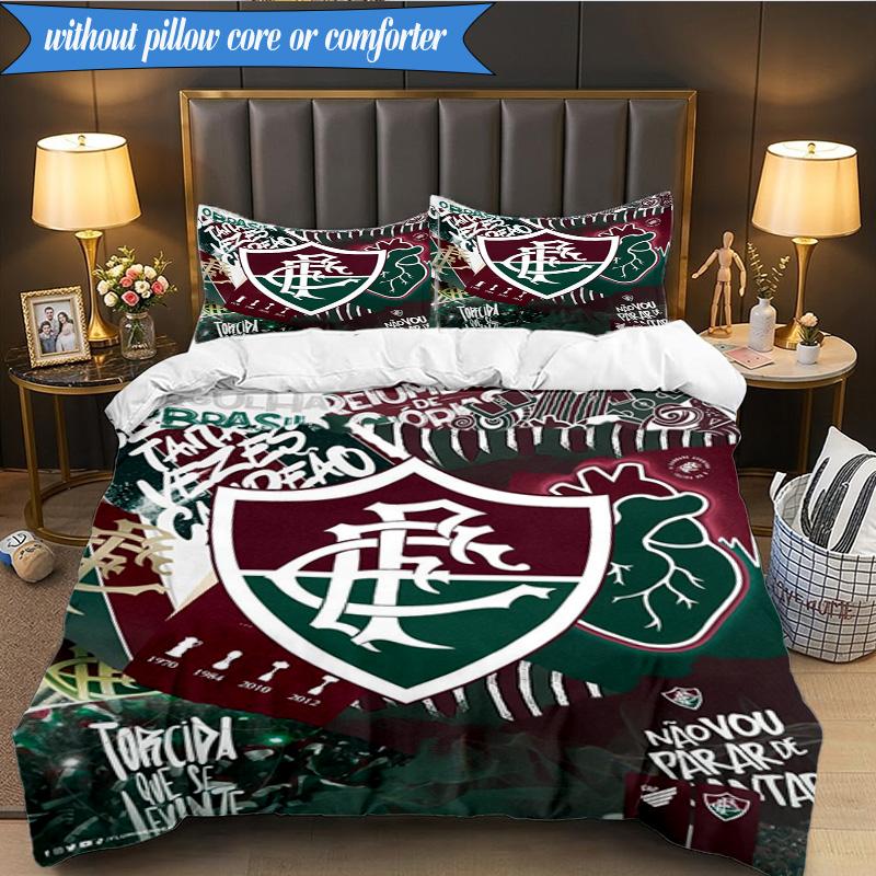3PCS Soccer Club Emblem Design Printed Soft Bedding Set,Including 1pc Duvet Cover And 2pcs Pillowcases Perfect for Bedroom, Dormitory, Fan Gift