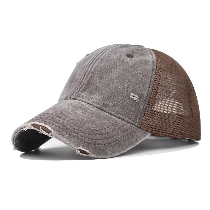 Washed Cotton Mesh Breathable Baseball Cap Made Old Ripped Light Board Caps Men and Women Tide Spring and Summer Vintage Hat
