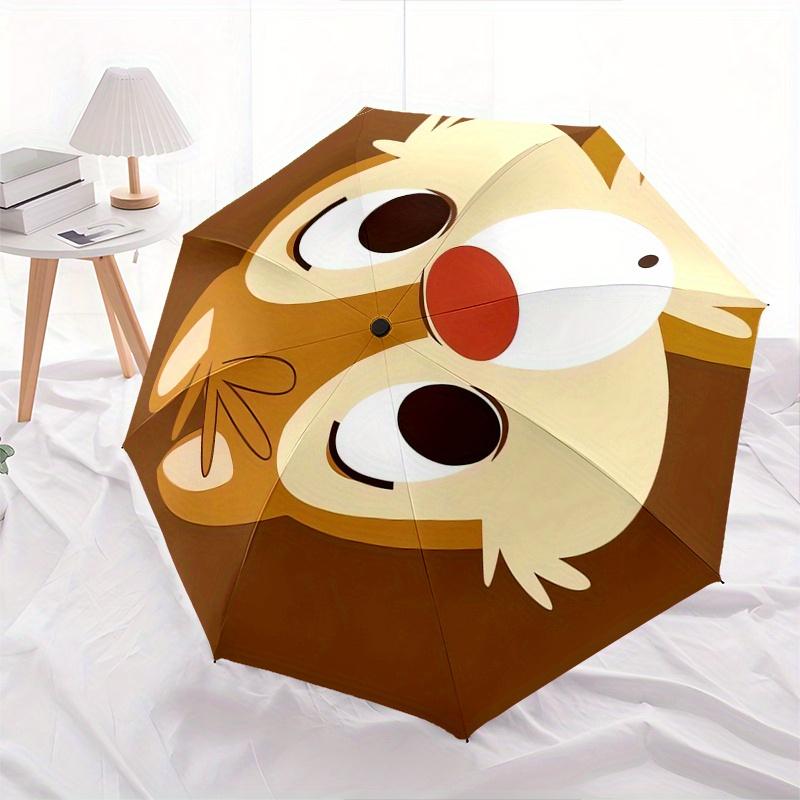 Chip 'n' Dale Themed Automatic opening and closing folding umbrella, 8-rib windproof, compact travel design, suitable for all occasion | Fas