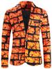 2024 Men's Casual European-Size Buttoned Printed Suit Top, Large Size