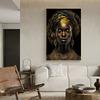 Schwarzgold Afrikanische Frau Porträt Poster Leinwand Malerei Abstrakte Wand Kunst Bild Für Moderne Wohnzimmer Dekoration