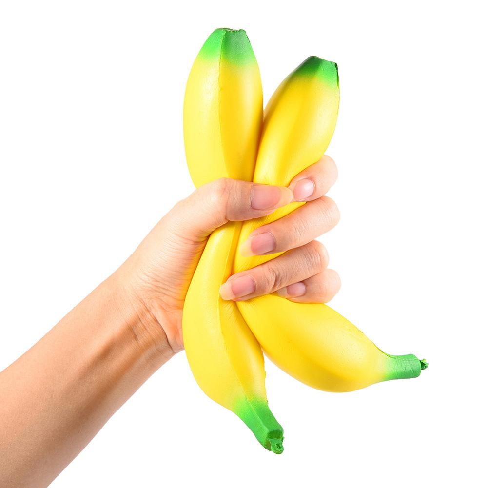 Banana-Squishies Squeeze Toy Giant-Squishy-Banana Realistic Fruit Sensory Toy Adult Relieves Stress Squeeze Toy Present