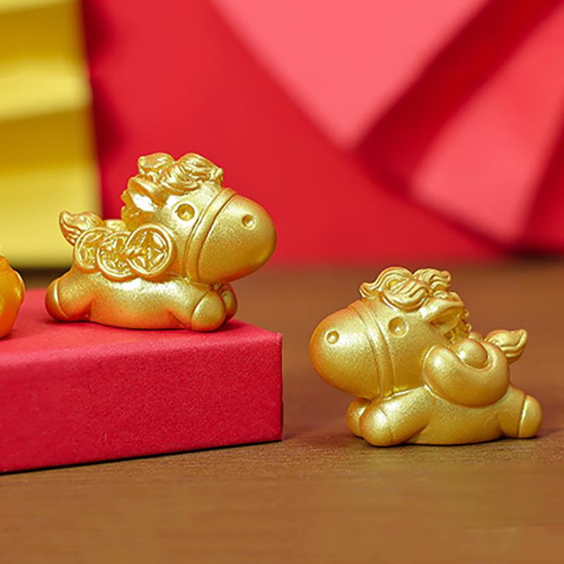 2026 New Year Figurines Miniatures Cartoon Lucky Gold Horse Micro Landscape Ornaments Home Room Desk Decorations Gift
