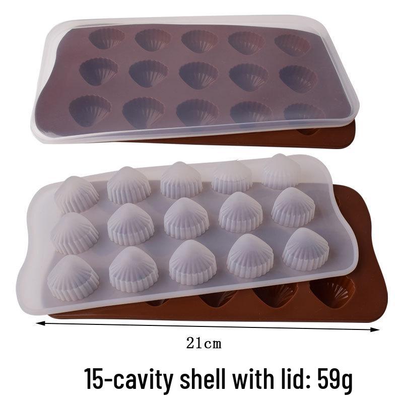 15-cavity Heart-shaped Seashell Silicone Mold for Chocolate, Ice Cubes, Candy, Cake, and Epoxy.