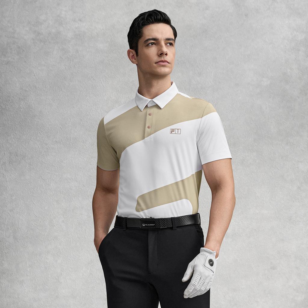 FILA Golf Series Fashion Simple Classic Sports Casual Versatile Comfortable Color Block Knitted Short Sleeve Polo Shirt Men tops A11M615107FBG