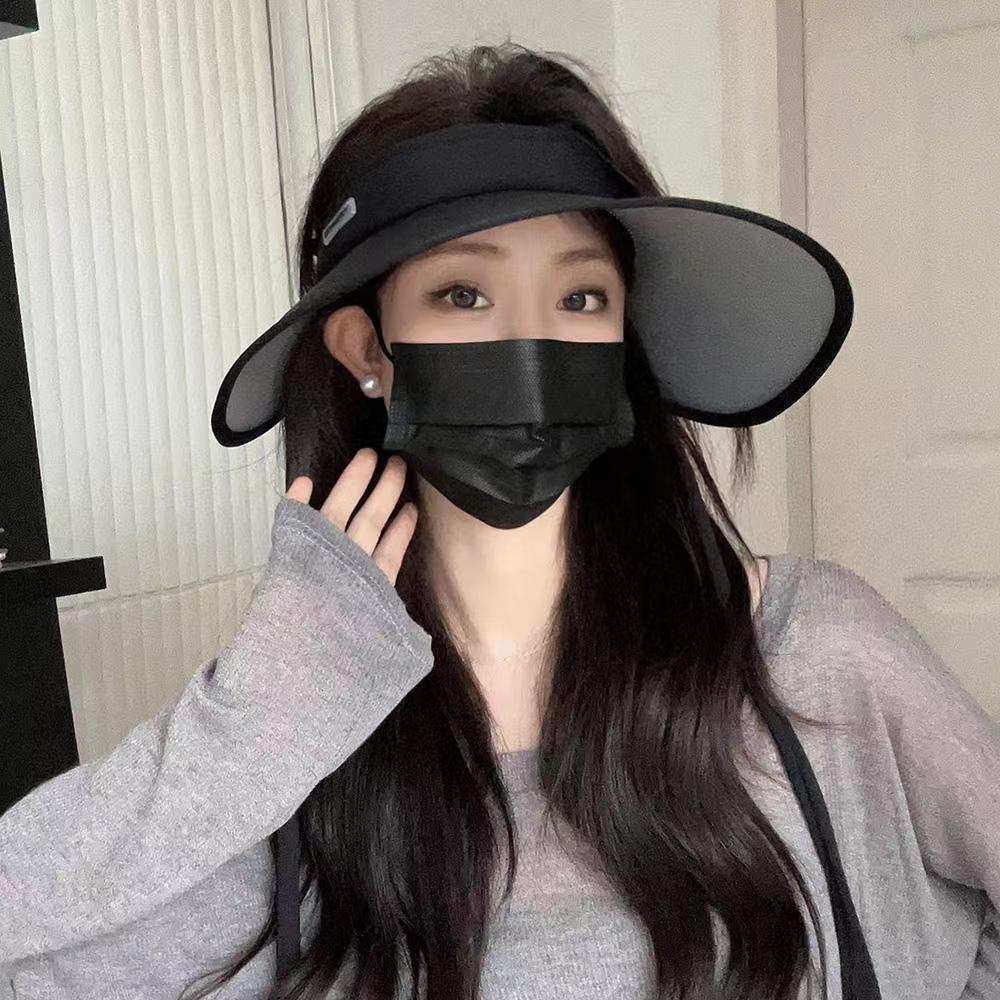 2025 Sommerhut Damen UV doppelseitiger Eisseide Hut mit breiter Krempe Sonnenschutzhut Koreanische Version Radfahren Leerer Top-Hut Sportsonnenhut