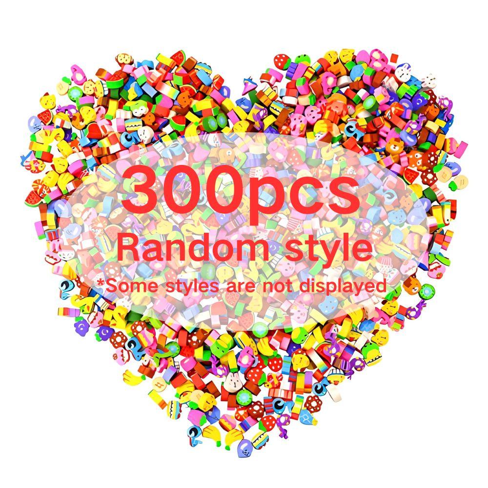 80/300pcs 0.39-0.59inch Cute Cartoon Erasers Team Carnival Present Colorful Gift Fillers School Student Prizes YMY