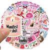 10/30/50pcs Cute Pink Inspirational Cartoon Stickers Aesthetic Decals Cartoon DIY Stationery Scrapbook Phone Kawaii Sticker Pack