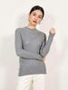 Women's Seamless Wool-Cashmere Slim Fit Sweater - Long Sleeve, Semi-High Neck, Solid Color