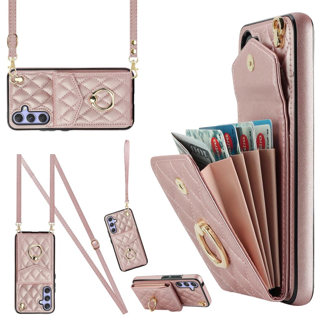 Portafoglio in Pelle a Tracolla Slot Carte Anello Custodia per Telefono per Samsung Galaxy S23 S24 Ultra S22 S21 FE S20 A55 A54 A14 Note20 Copertura Borsa