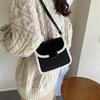 Bag Women's Autumn and Winter New Plush Splicing Messenger Bag Simple Commuting Temperament Versatile Shoulder Small Square Bag