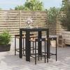 Garden Bar Set - MAISON EXCLUSIVE - 5 Pcs - Black - Weather-resistant Poly Rattan - Solid Acacia Wood Seat