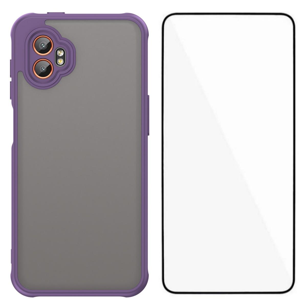 

For Samsung Galaxy XCover7 Pro Case with Screen Film WANLONFENG FD Series Skin Touch TPU PC Phone Back Cover Purple