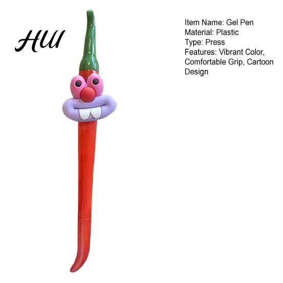 Long-lasting Writing Comfort Pen Cute Gel Kids Cartoon Pepper Shape Ballpoint Office School Colorful Set with Lid Fun Gift for Children Birthdays And